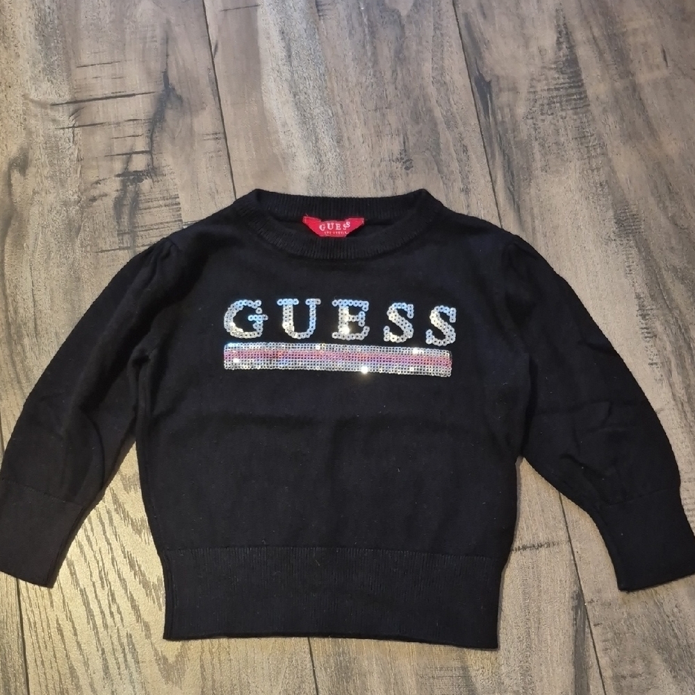 GUESS Kids Black Sweater with Sequin Logo